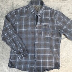 Grayers Heritage Flannel Mens XL Blue Grey Windowpane Plaid Button Down Shirt